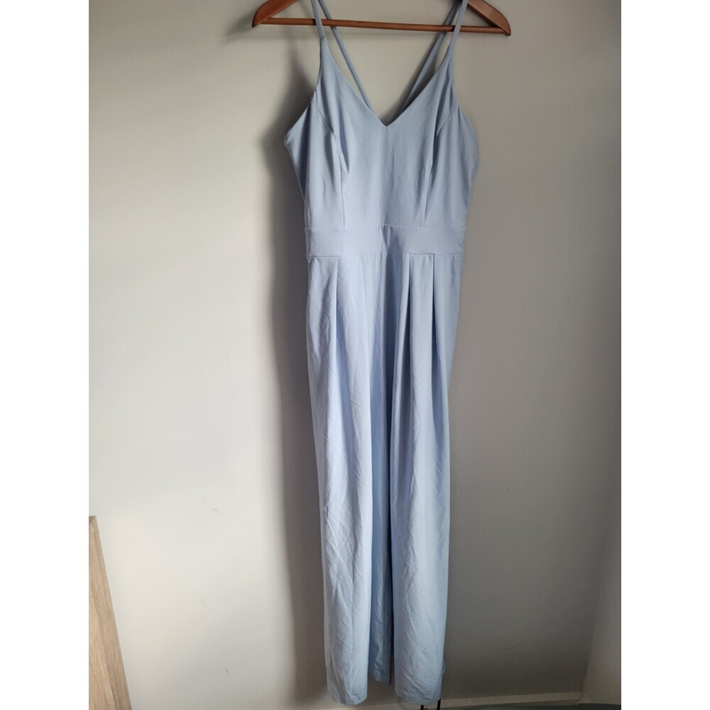 Halara Size M Breezeful Backless Wide Leg Quick Dry Resort Jumpsuit  Blue